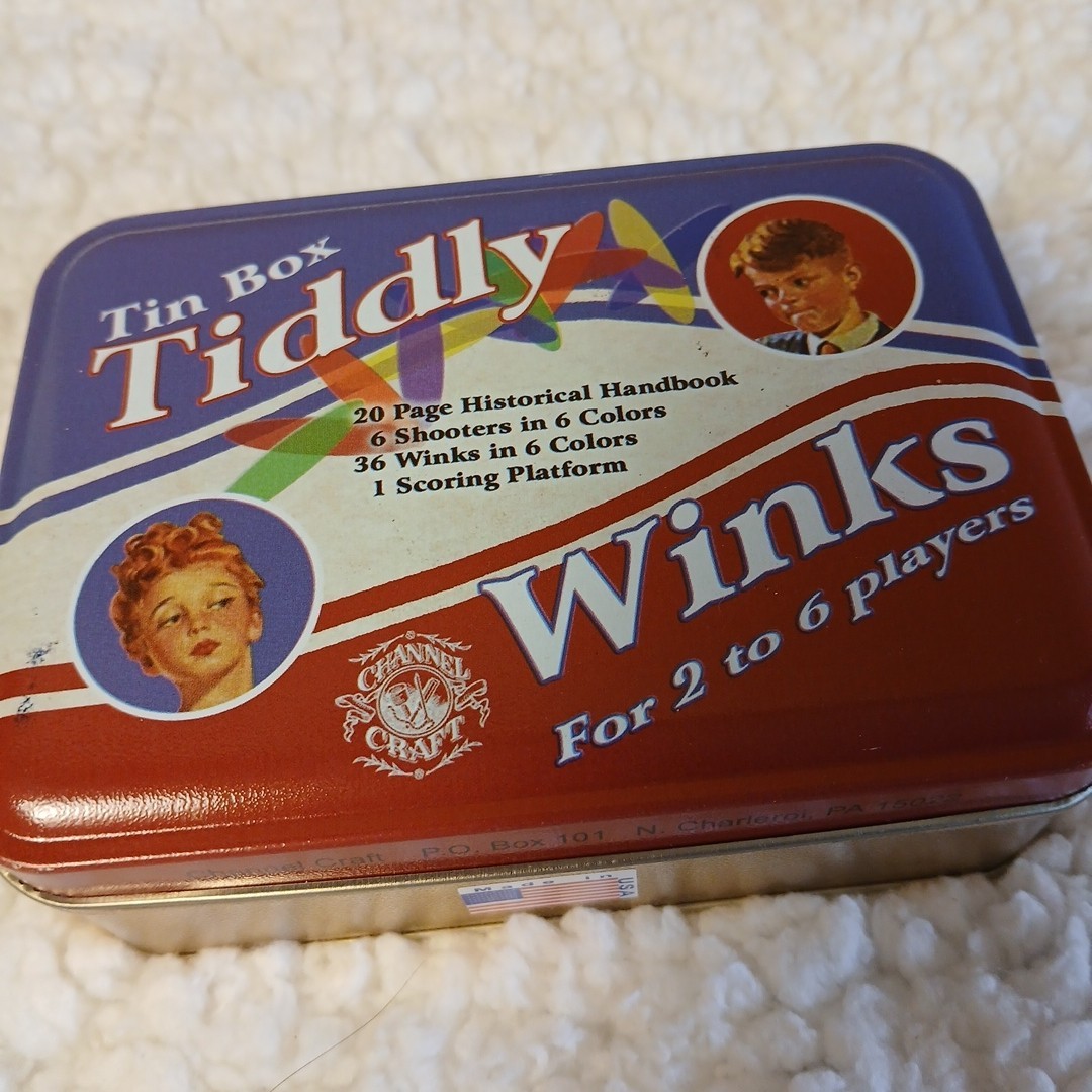 Tin Box Tiddly Winks for 2 to 6 Players Vintage Game 2002 Channel Craft New