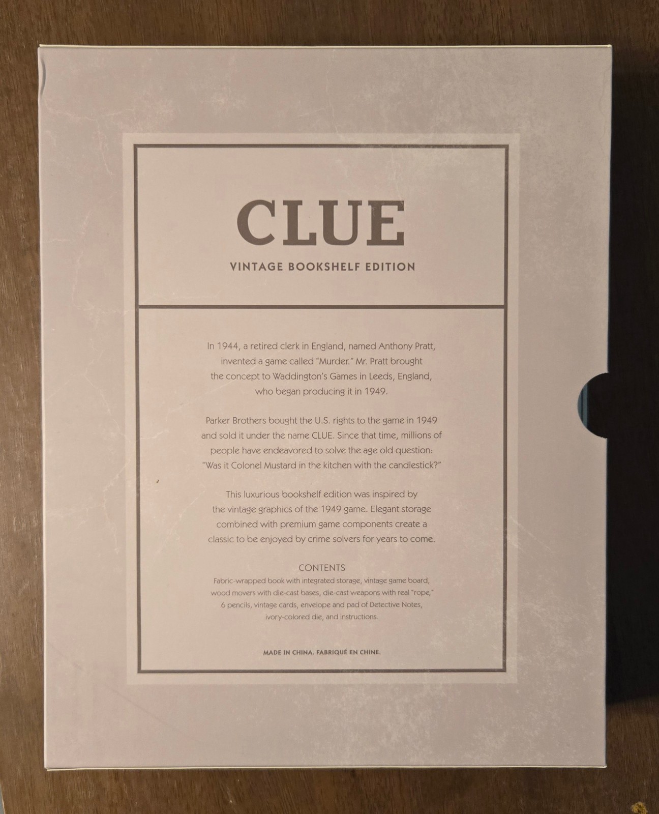 Clue Vintage Bookshelf Edition Board Game Parker Brothers WS Game Company