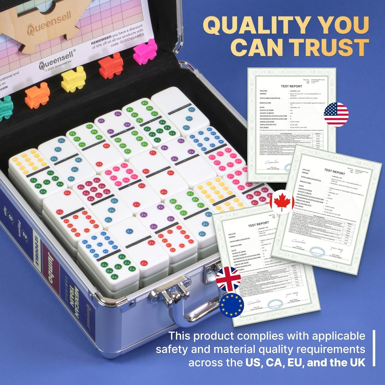 Elegant Double 12 Mexican Train Dominoes Set – 91 Tiles in Durable Aluminum Case