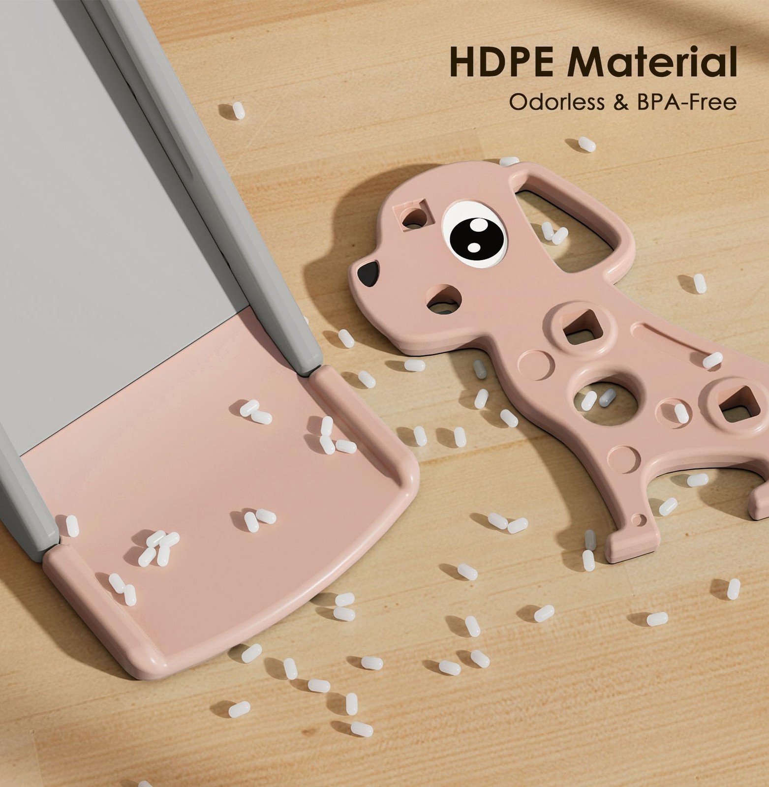 Toddler Slide 4 in 1 Basketball Hoop Ring Toss Pink Gray BIERUM 1-3 Kids Indoor