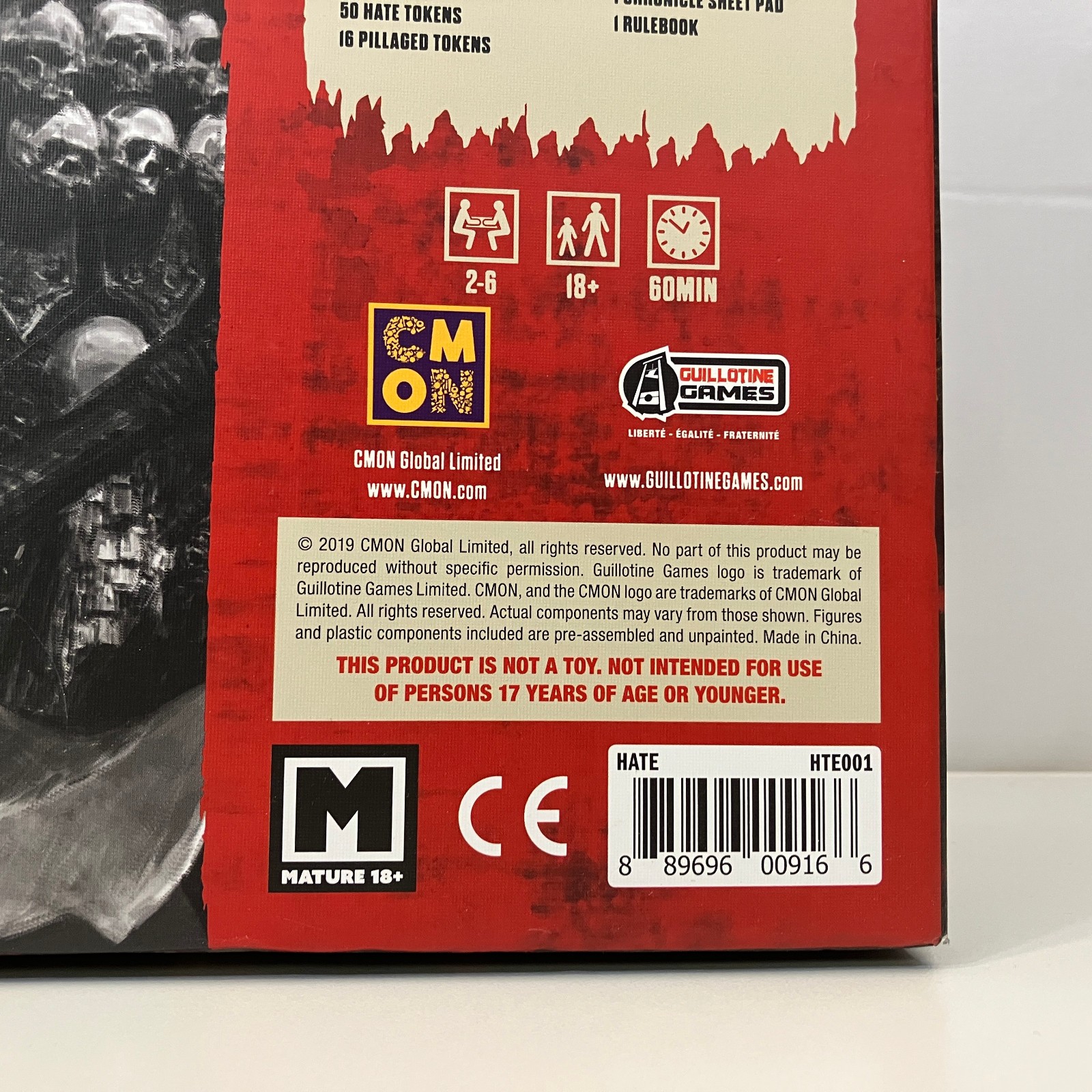 Adrian Smith HATE Mature Board Game 2019 CMON Guillotine Games 2-6 Players VGC