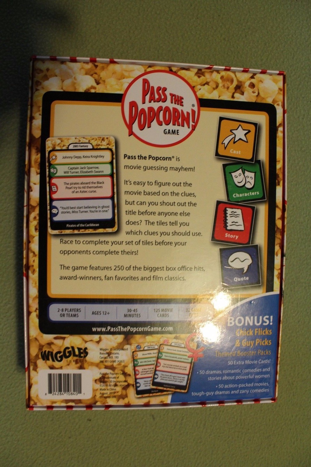 Pass the Popcorn! Game USED! Fast-Paced movie fun by Wiggles 3D complete