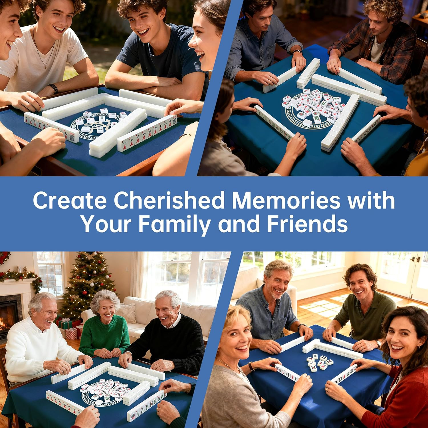 American Mahjong Tile Set Include 6 Tiles 4 All-In-One Mahjong Racks/Pushers wit