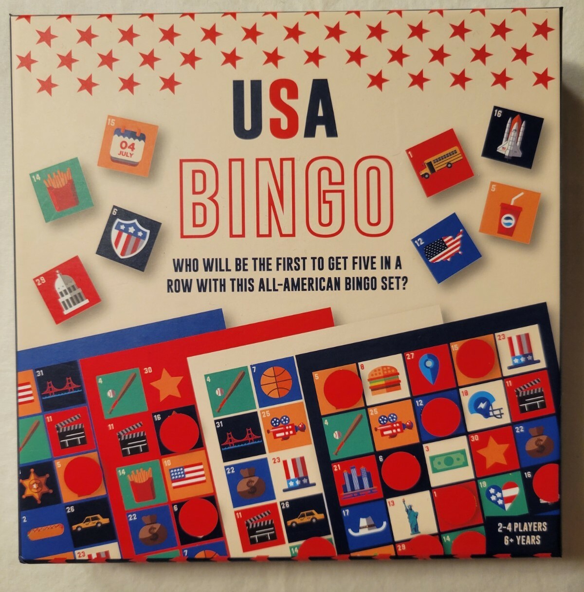 USA Bingo Game Patriotic Toy Family Fun FREE SHIPPING Ages 6+
