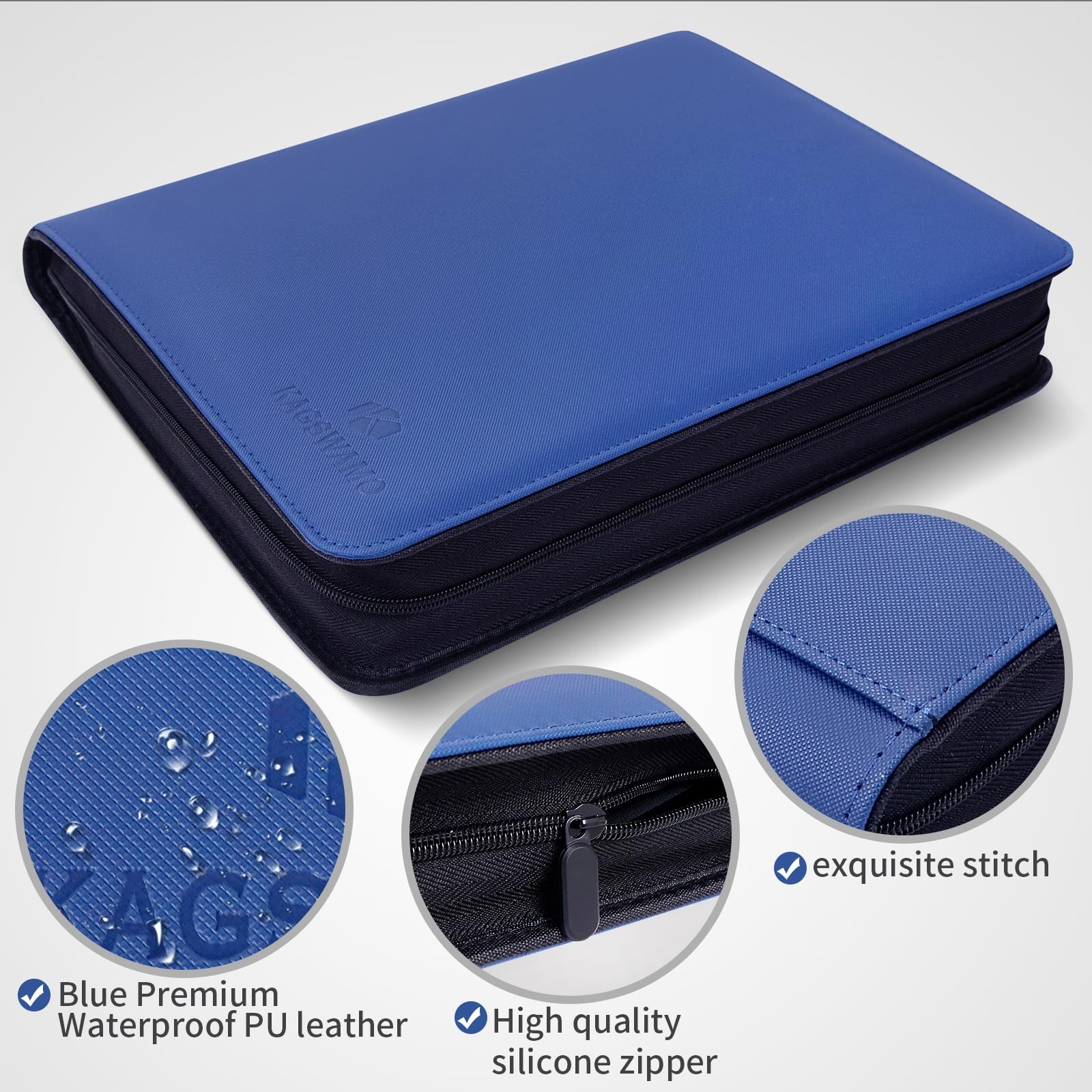 KAGSWAMO Toploader Binder, Holds 324 Toploaders, 9 16″L x 14″W x 2.9″H, Blue