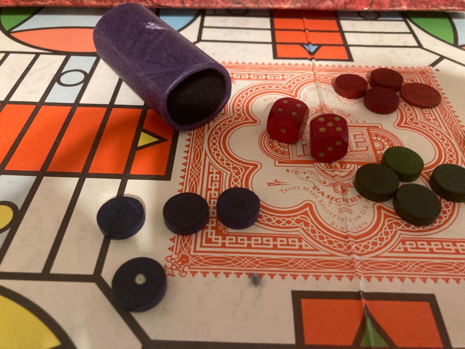 VINTAGE Milton Bradley 1989 PARCHEESI Royal Game Of India Complete Extra Parts