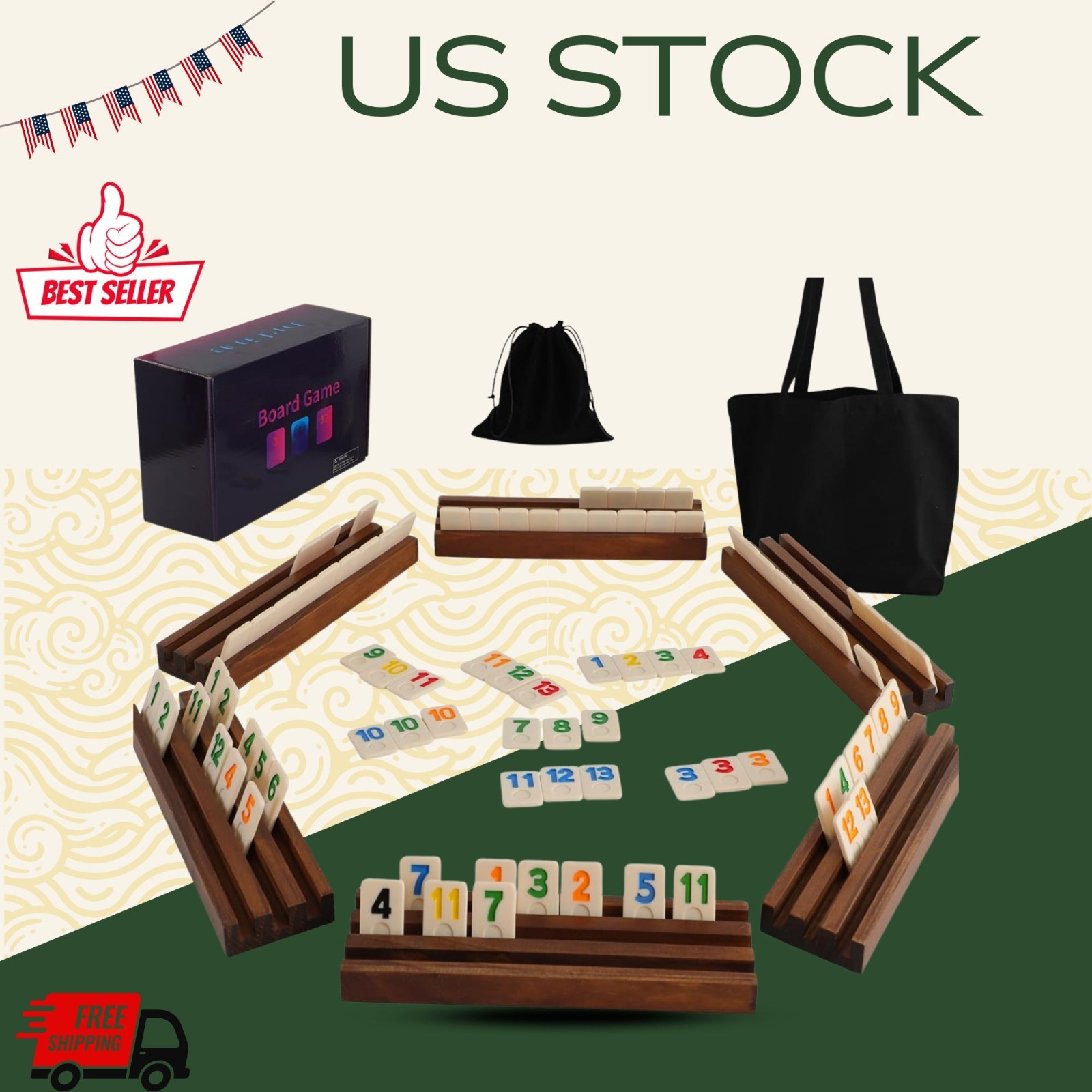 Rummy Cube Original Game, 2–6 Players, 160 Tiles with 6 Wooden Racks