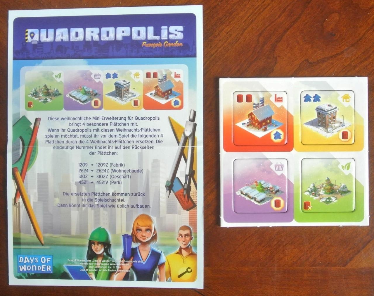 QUADROPOLIS CHRISTMAS Tile Board Game Expansion Promo BRETTSPIEL ADVENT CALENDAR