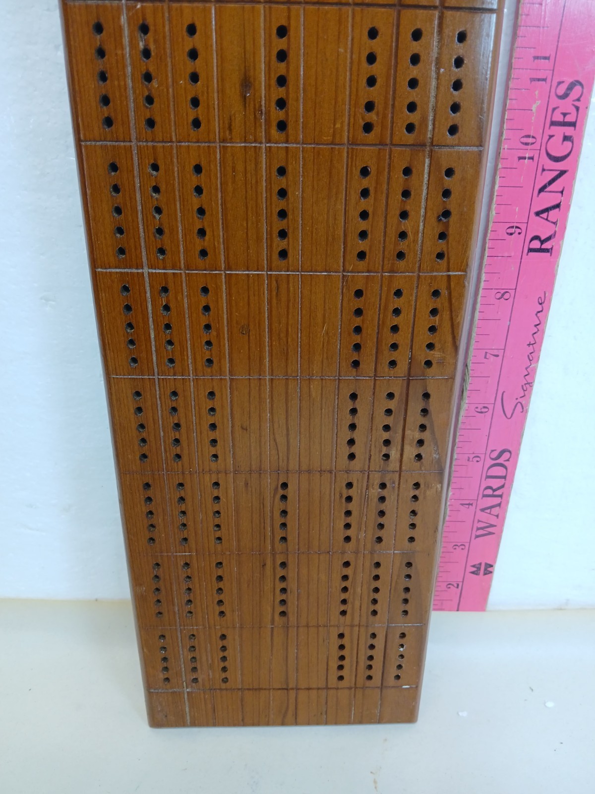 Vintage Handmade Wooden Cribbage Board 20″ 3 Track Signed 1994 No Pegs