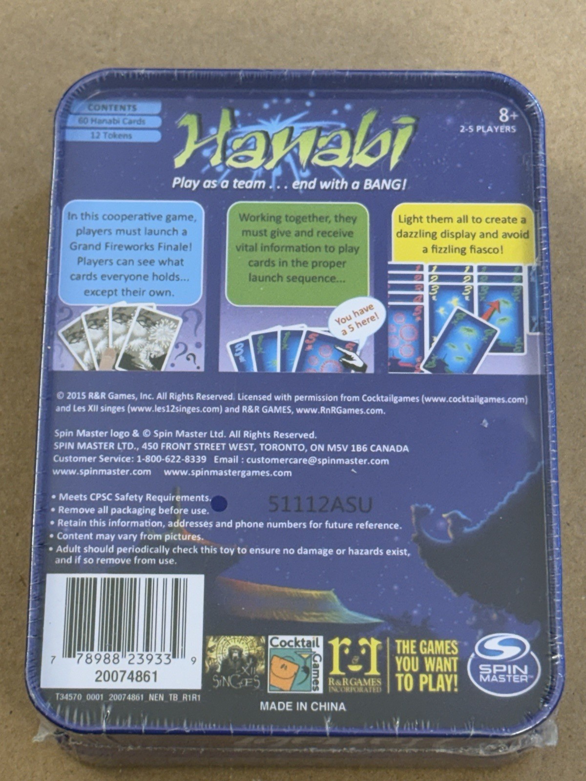 HANABI Card Game w/ Travel Tin Case Target Exclusive Spin Master NEW SEALED