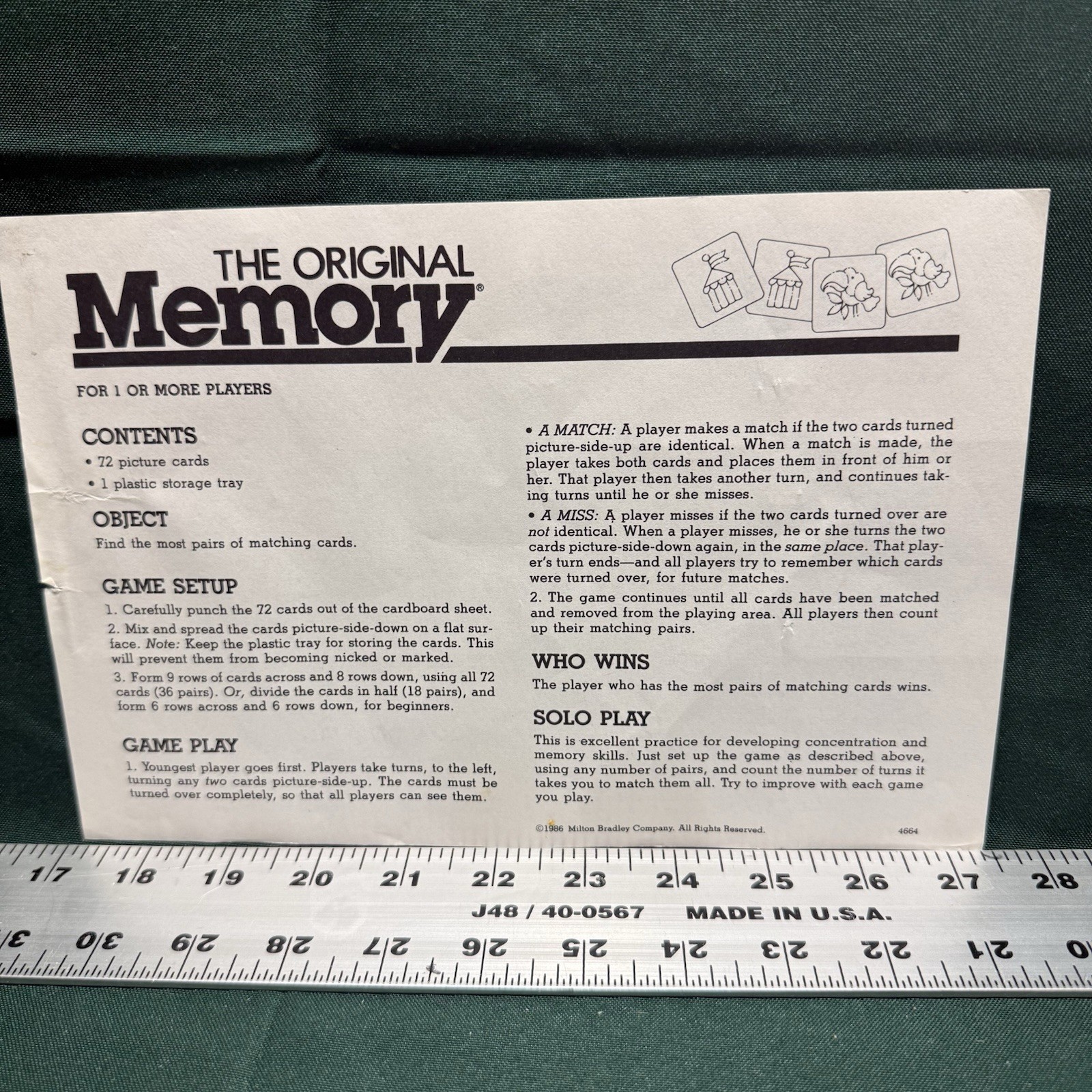 1989 Milton Bradley The Original Memory Game Vintage Ravensburger Complete