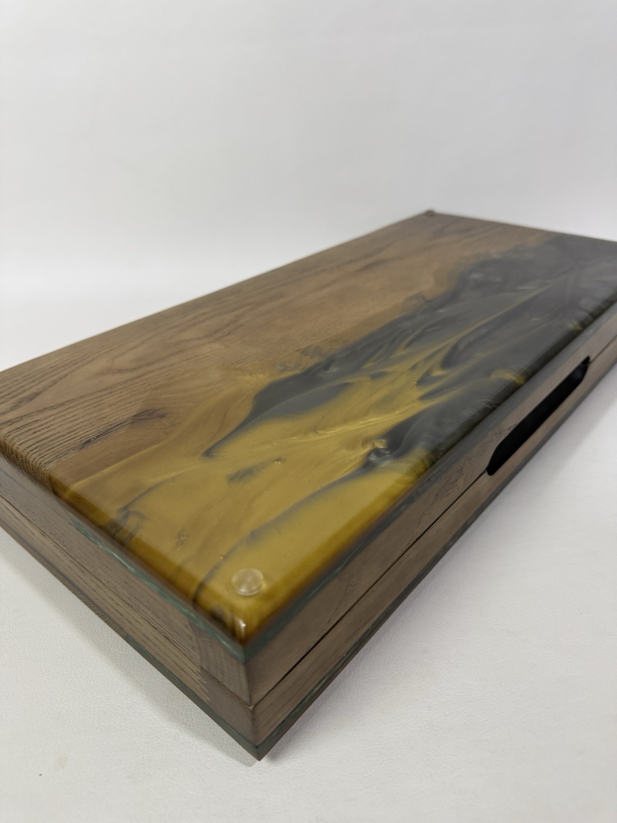 Exclusive Gold Backgammon Board, Wood & Epoxy Resin, Handmade Luxury Game Set