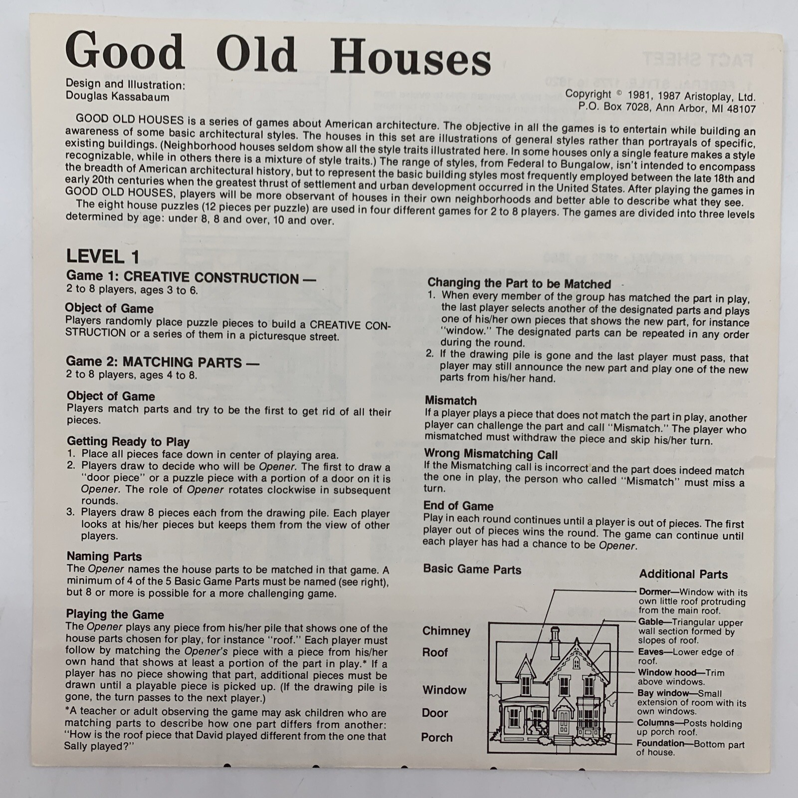 Aristoplay Good Old Houses Puzzle Game Historic American Architecture Styles VTG