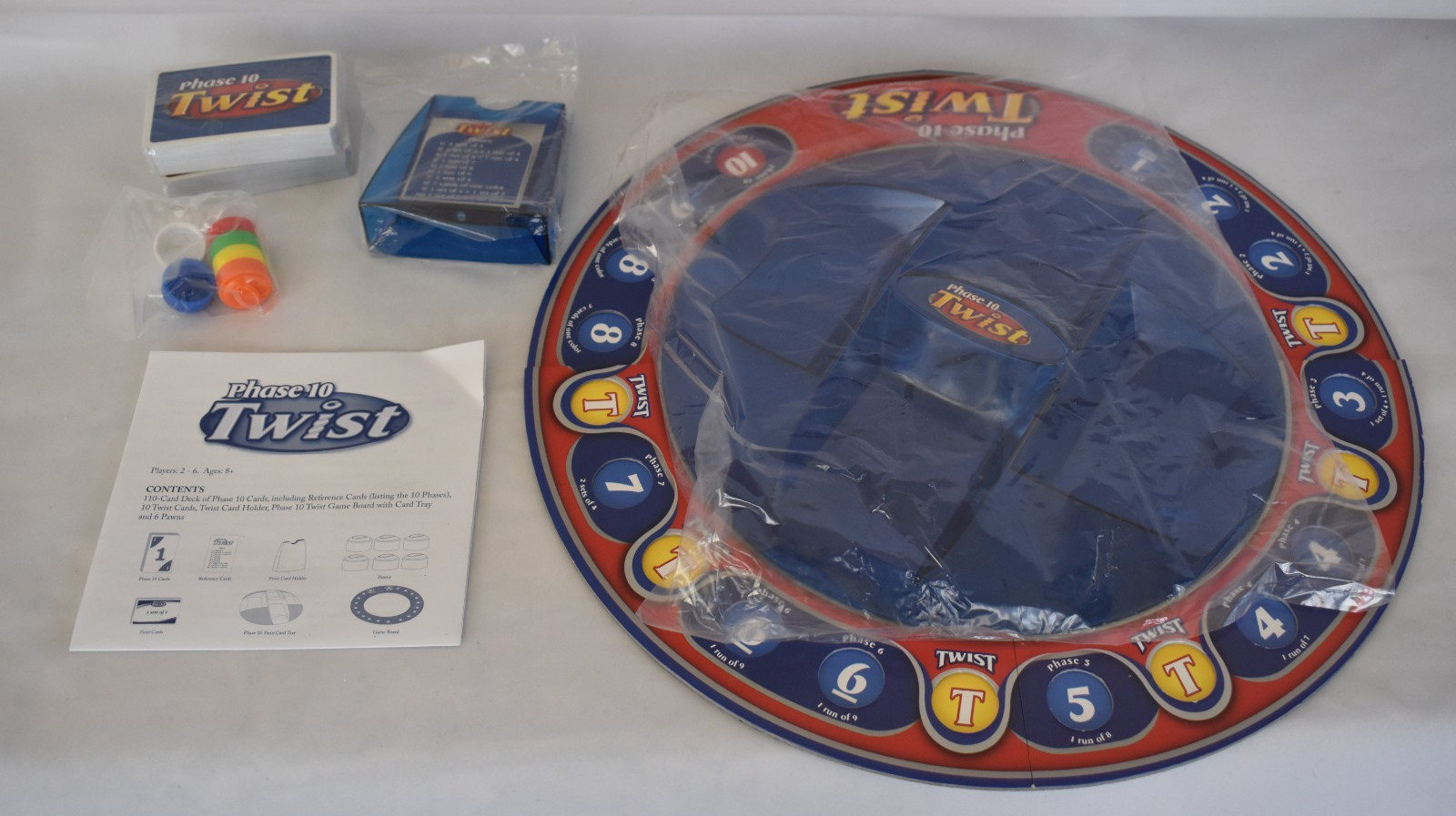 Phase 10 Twist Board Game Open Box SEALED PARTS Fundex 2008 Wickedly Wild Rummy