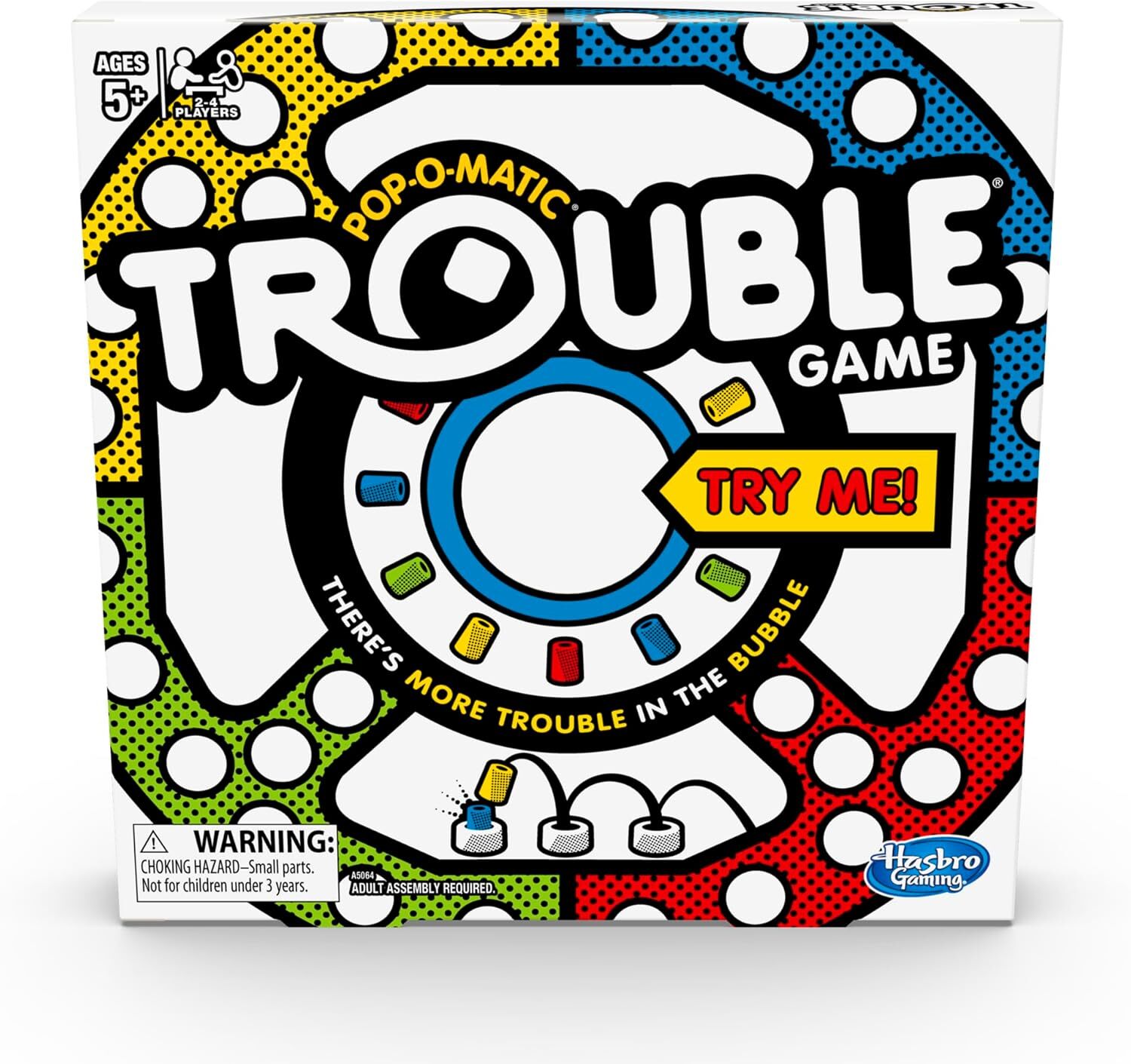 Hasbro Gaming Trouble Board Game for Kids Ages 5 and Up 2-4 Players (Packaging m