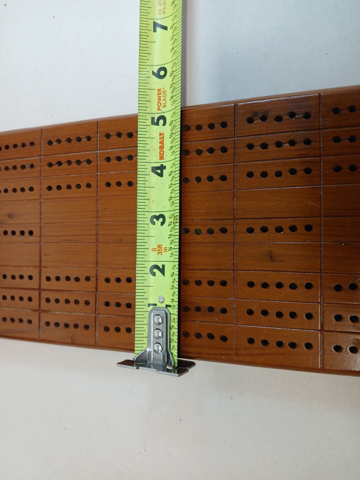 Vintage Handmade Wooden Cribbage Board 20″ 3 Track Signed 1994 No Pegs