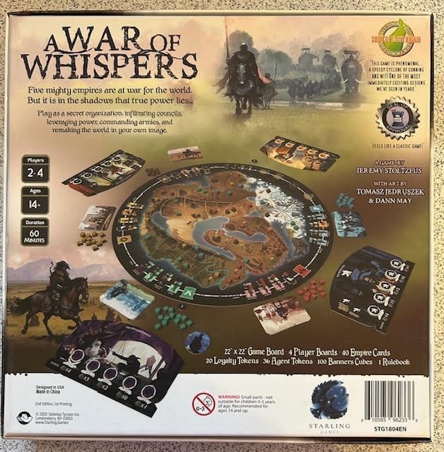 A War of Whispers, COMPLETE OPEN BOX board game by Starling Games