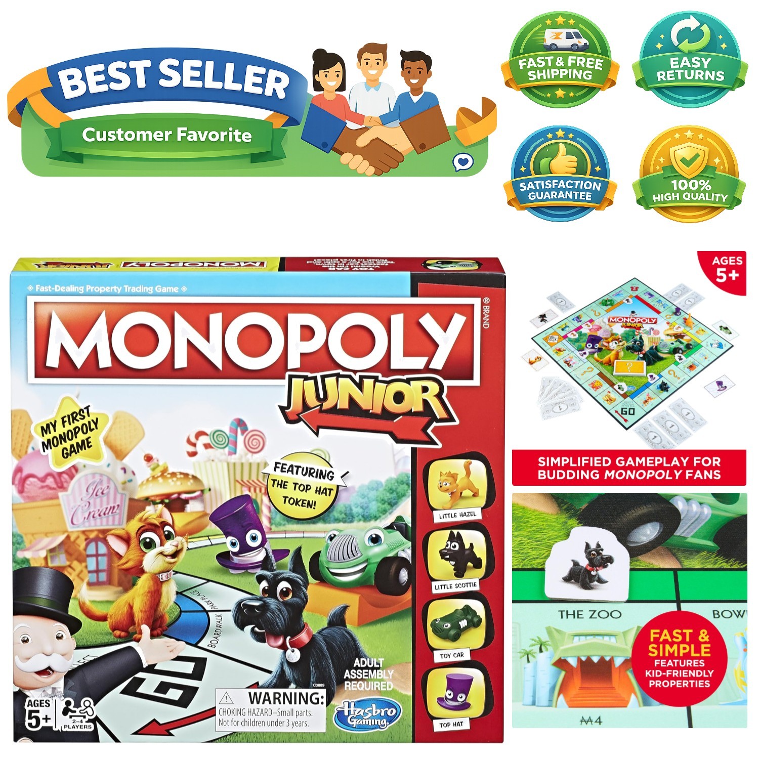 Junior Board Game for 4 Players, Ages 5 and up Amazon Exclusive