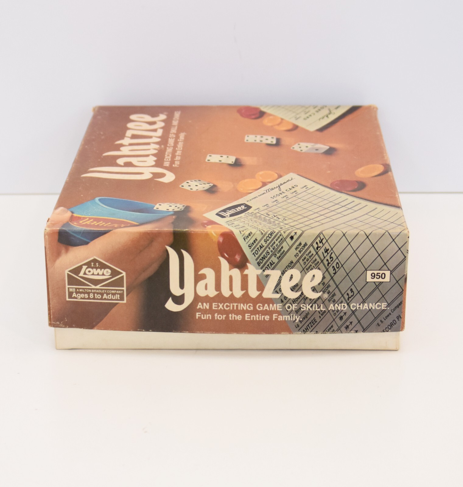 Vintage Yahtzee Light Blue Shaker Cup, Dice, Chips, Instructions And Score Cards