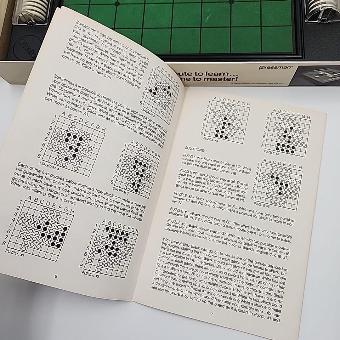 Othello Board Game Pressman COMPLETE Instructions Vintage 1990 Classic Strategy