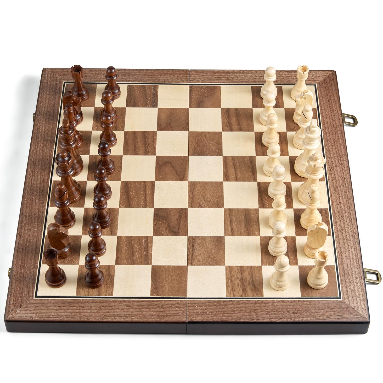 17” Magnetic Wooden Chess Set for Adults Kids – with Folding Board, Gift Pac…