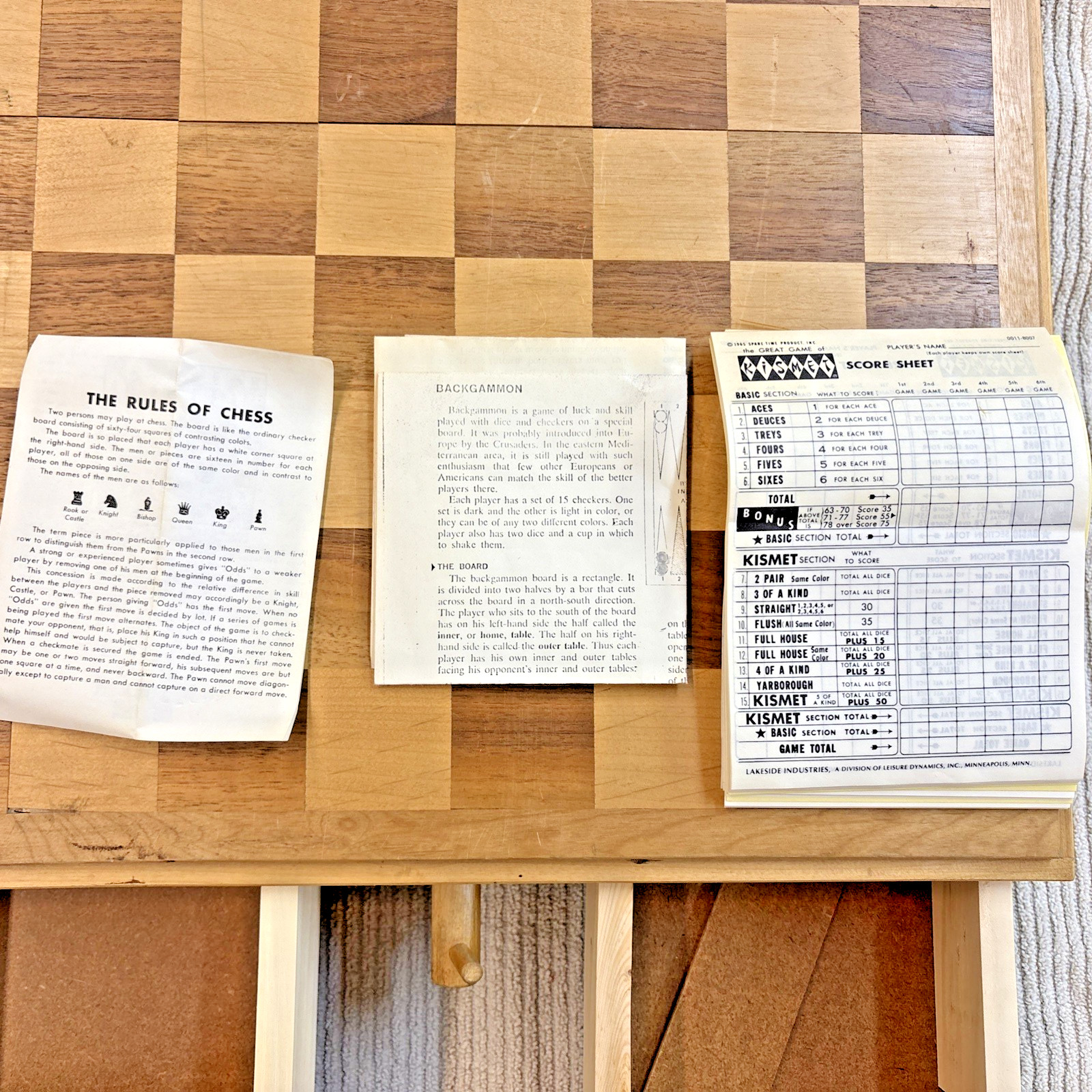 18” Milton Bradley Old-Style Game Box WOODEN CHESS SET Backgammon Rook Kismet