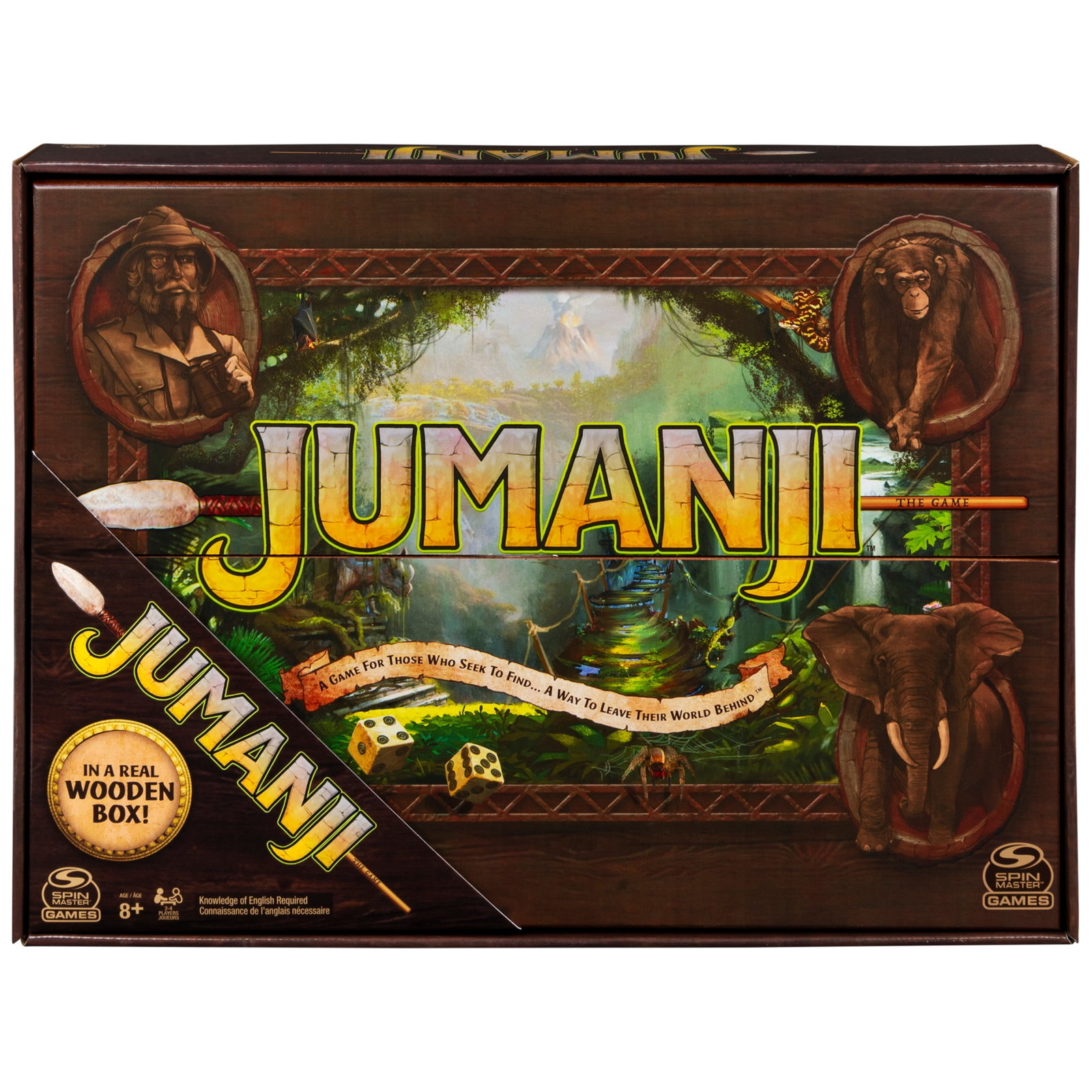 Jumanji the Game Real Wooden Box Edition of the Classic Adventure Board Game