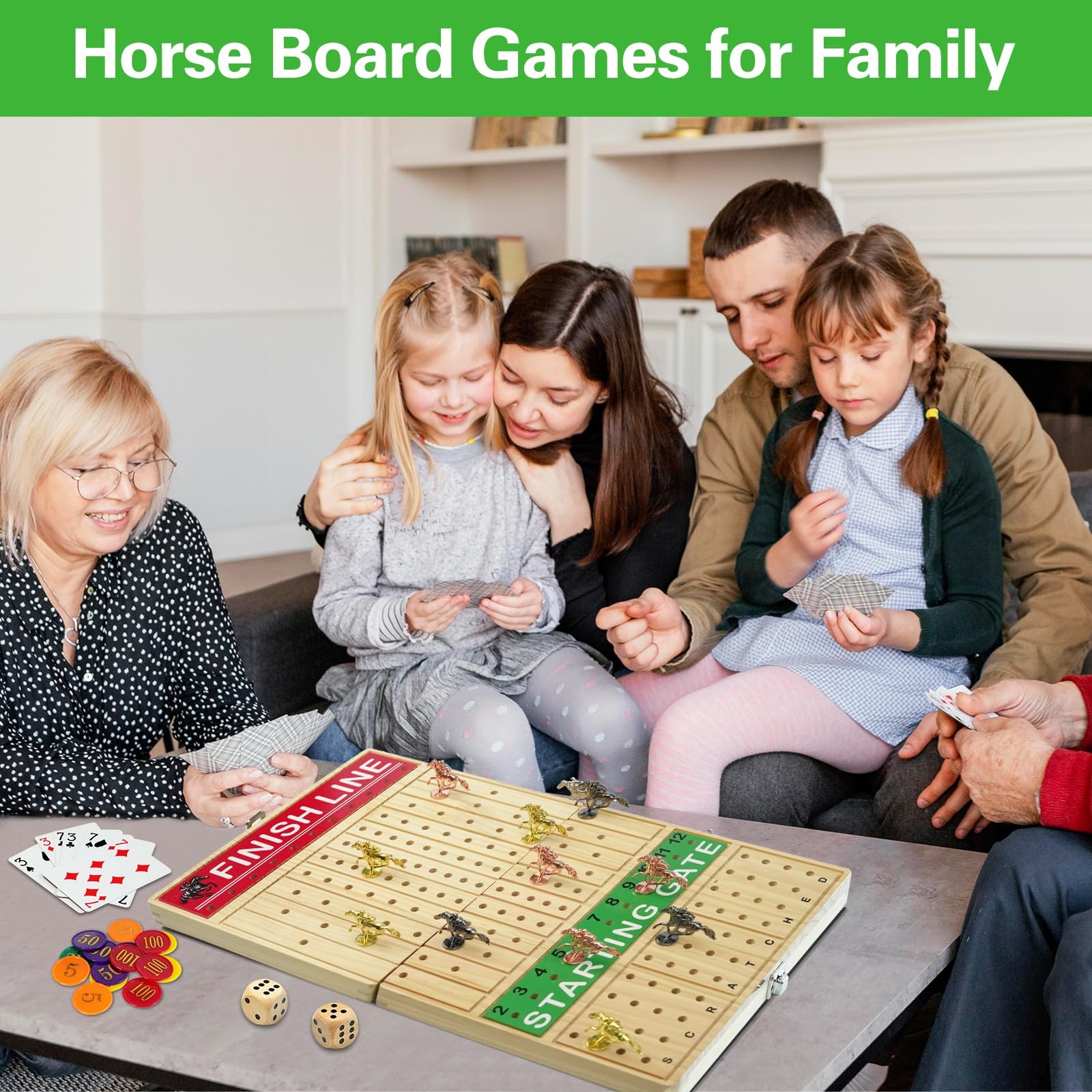 21 inches Horse Race Board Game Foldable Large Horse Racing Game for Adults w…