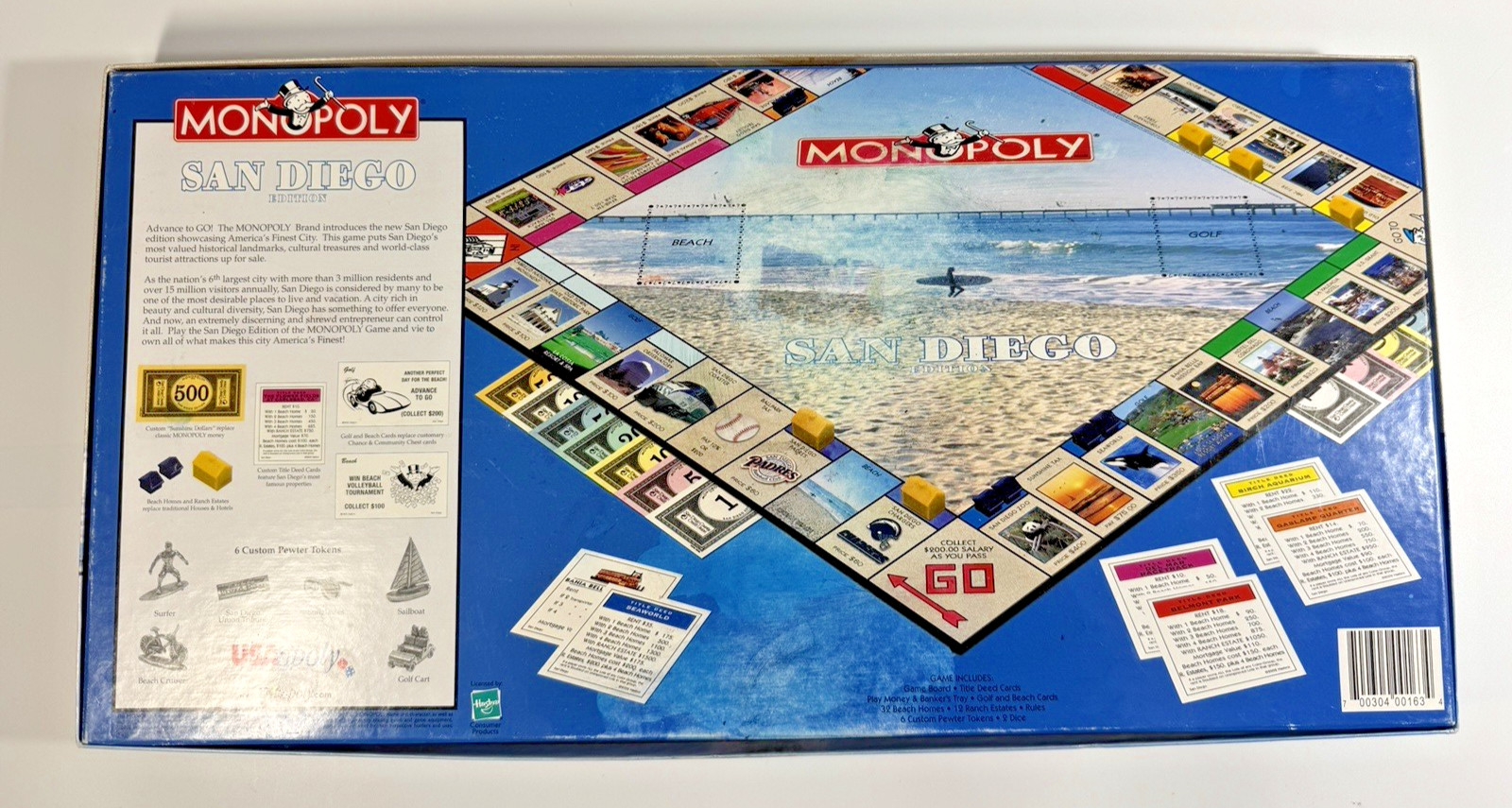 San Diego Monopoly Game Hasbro Parker Brothers Sea World, Padres, Chargers EUC