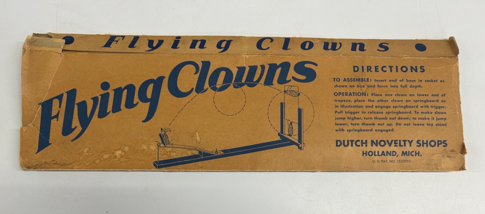 1920s Vintage Rare Flying Clowns Toy Dutch Novelty Wood Flip Game Pieces Circus