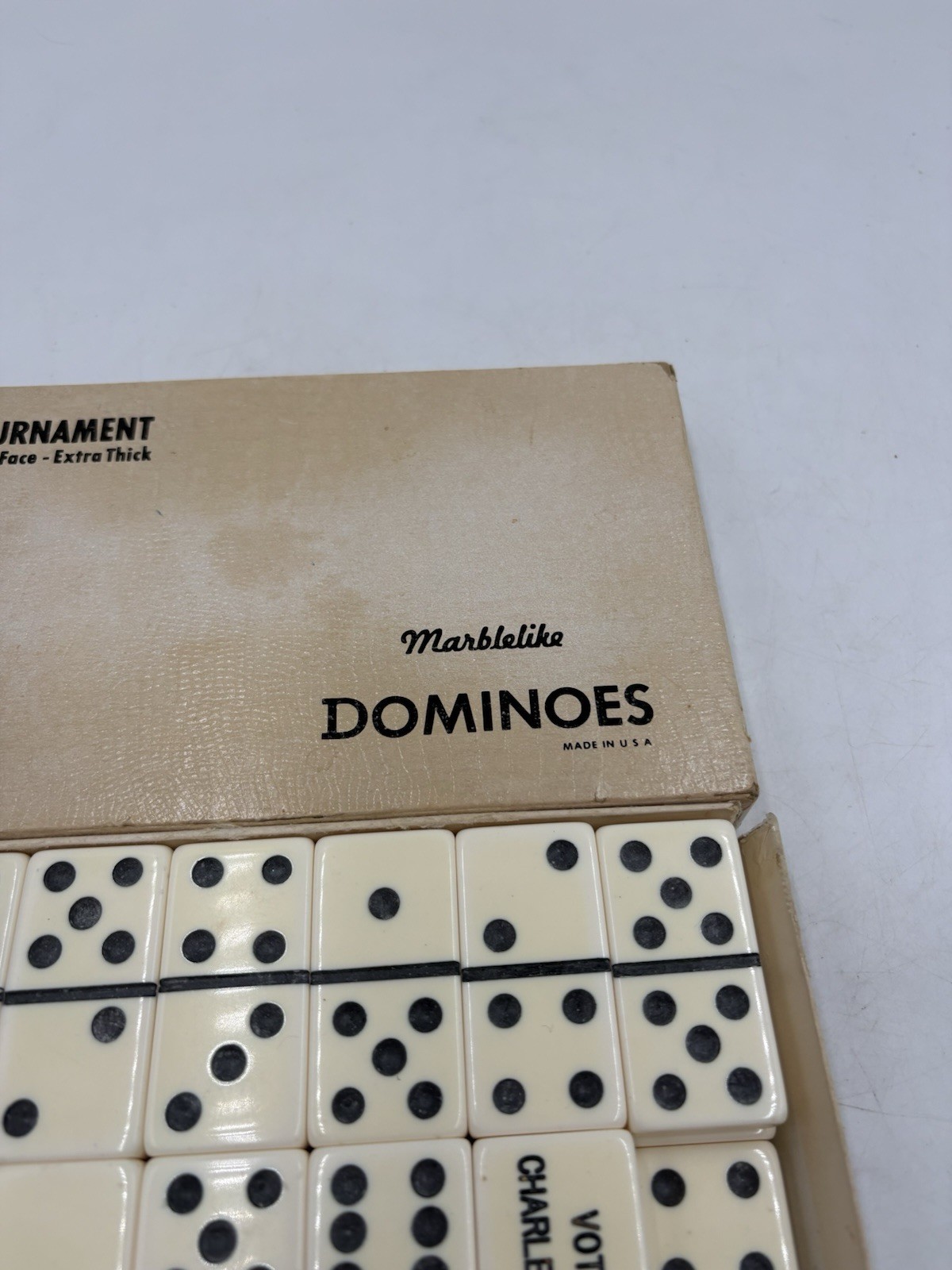 Puremco Tournament Marblelike Dominoes #1632 Large Face Extra Thick Made in USA