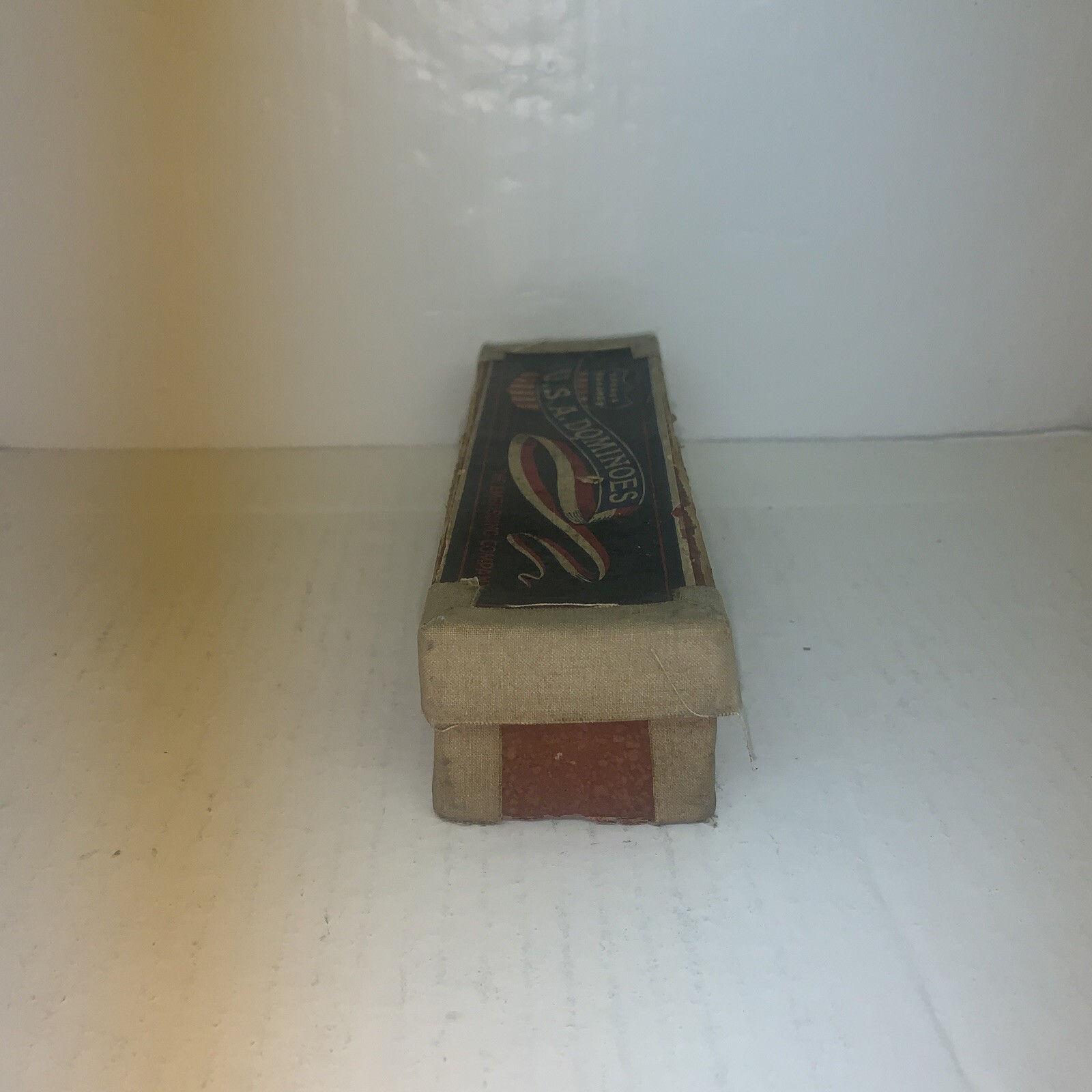 Vintage Patriotic USA Flag Embossed Dominos Game in Original Box