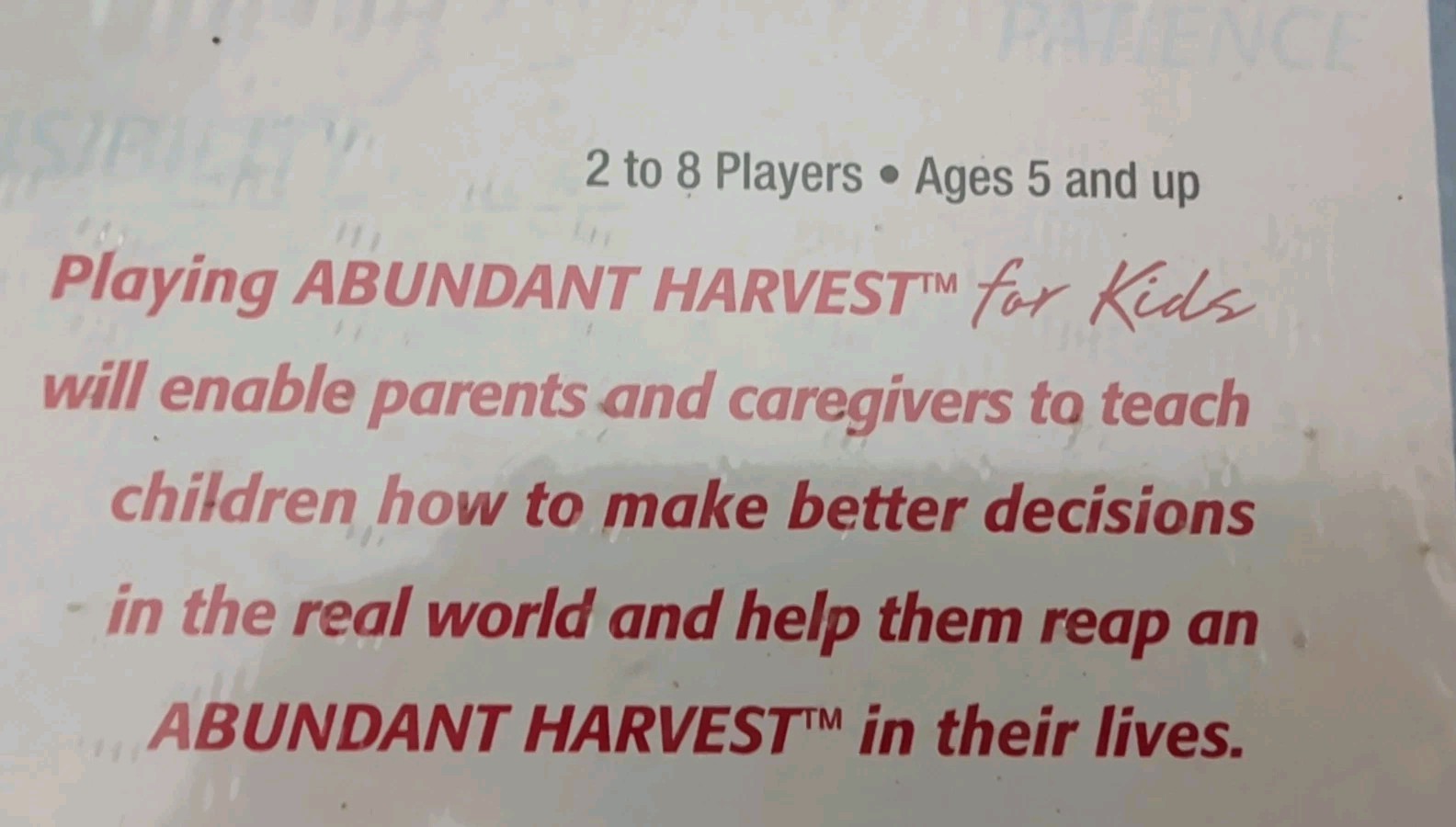 Abundant Harvest For Kids A Conversation Game New Sealed 2-8 Players Ages 5 +
