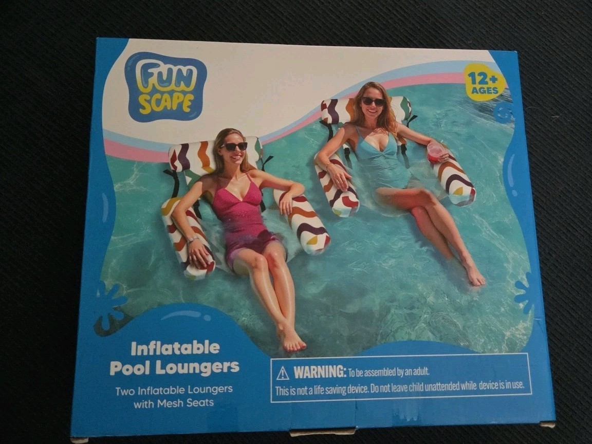 Inflatable Pool Floats Chairs 2 Pack Heavy Duty Stripe Pattern Funscape Adult