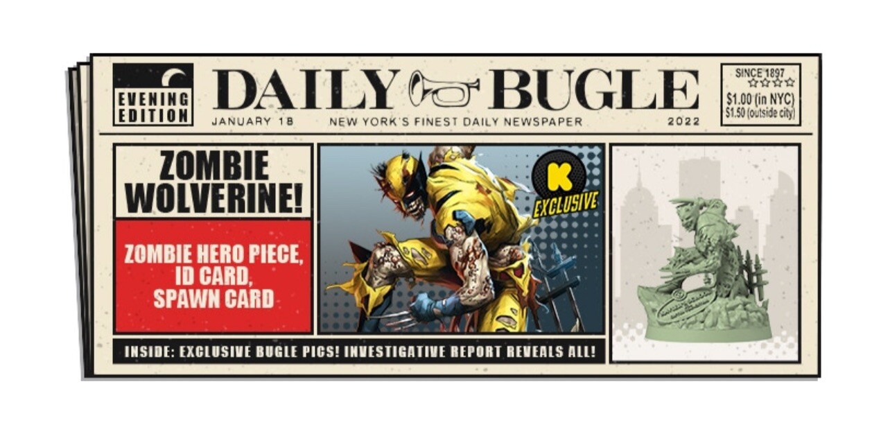 CMON MARVEL ZOMBIES WOLVERINE Daily Bugle Reward Kickstarter Ex KSE Zombicide KS