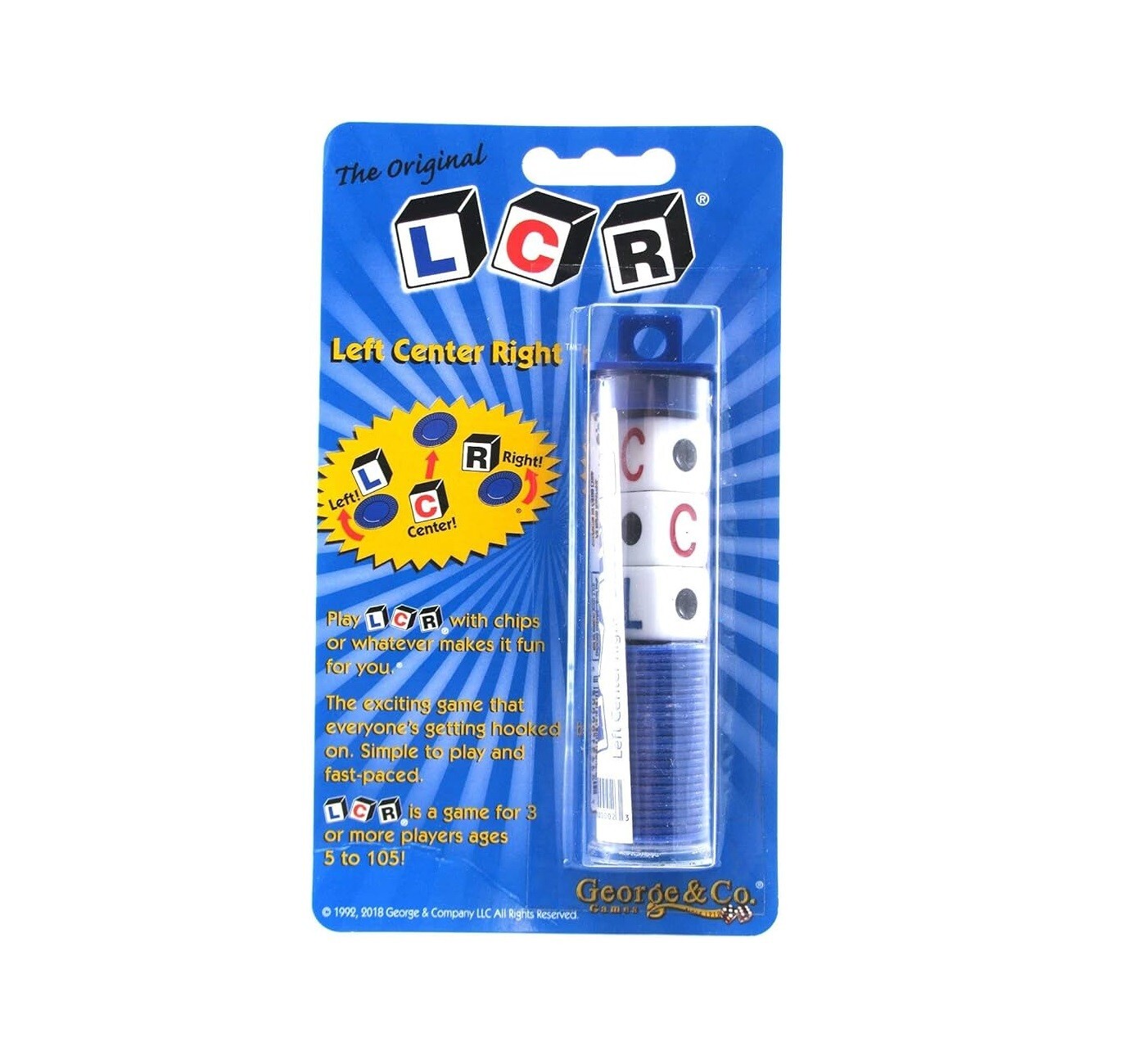 Original Left Center Right Dice Game LCR Tube