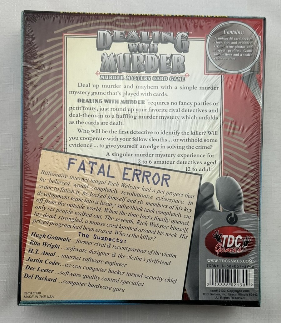 2000 Dealing with Murder: Fatal Error by TDC Games Brand New Sealed FREE SHIP