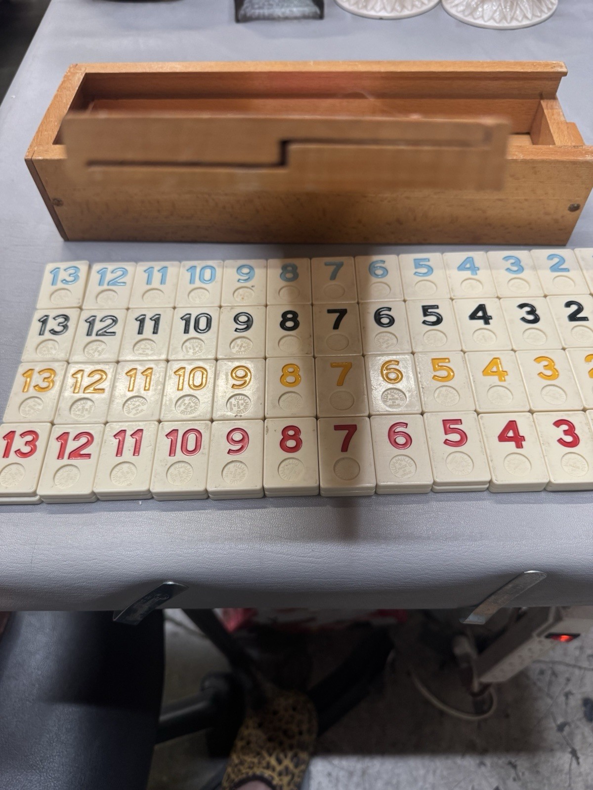 VTG Rummikub 1950’s All Wood Box & Wood Sides W/ Metal Brackets- 106 TILES
