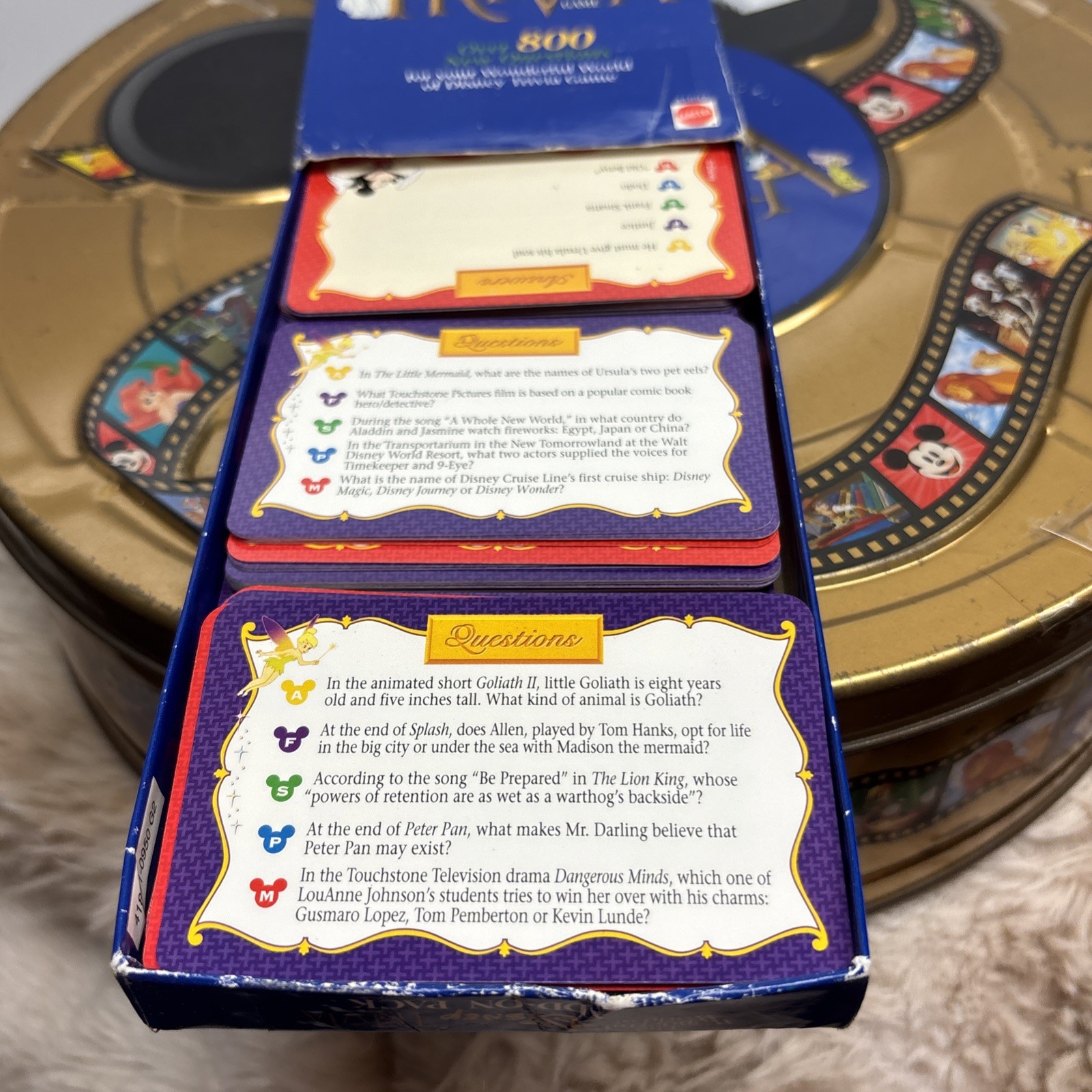 Disney Trivia Board Game The Wonderful World of 1997 Metal Tin w/Add on Pack
