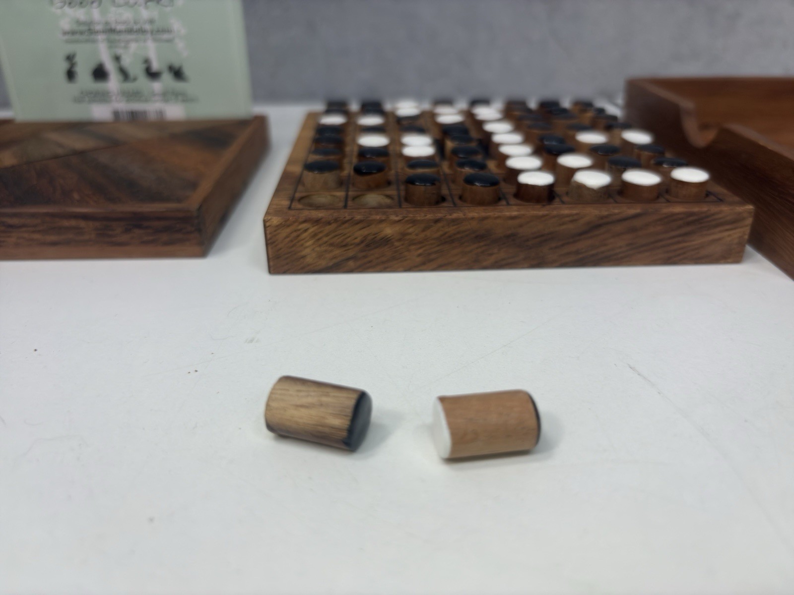 Lot of 2 SiamMandalay Wooden Tangram Puzzle & Peg Reversi Othello Travel Games