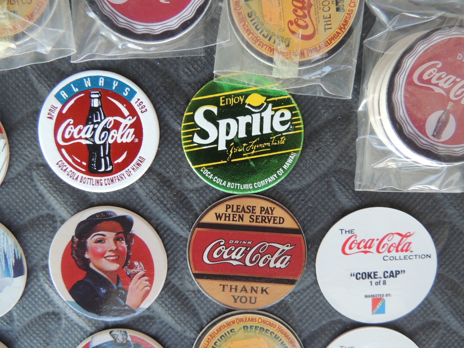POGS COKE CAPS COCA COLA LOT 10 COMPLETE SETS 4 FOIL HAWAIIAN + 8 COKE SERIES 2