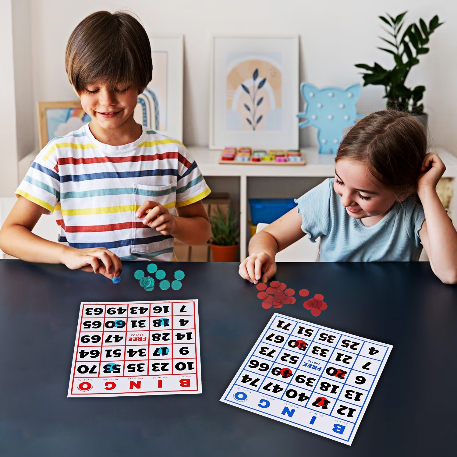 50-Pack EZ Reader Jumbo Bingo Cards for Bingo Game/Large Multicolor Bingo Sheets