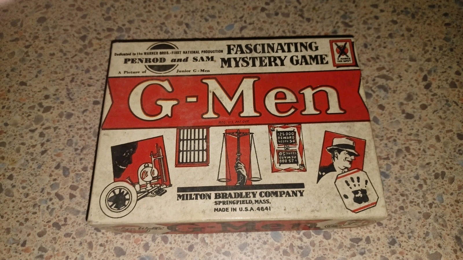 RARE Vintage Milton Bradley 1936 G-MEN Game COMPLETE W/ INSTRUCTIONS