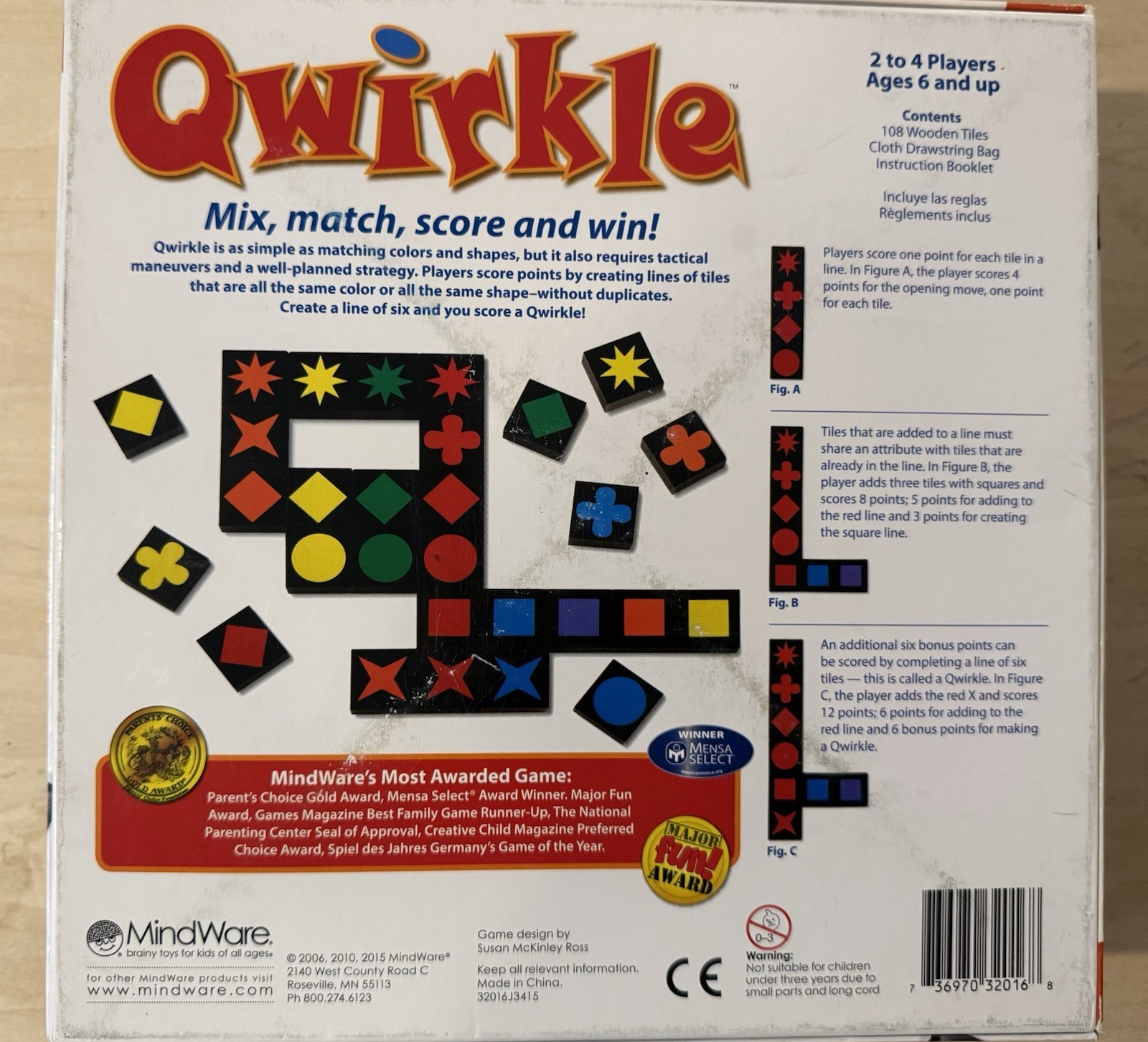 Qwirkle Board Game MindWare 100% Complete CIB Wooden Tiles Family Strategy Game