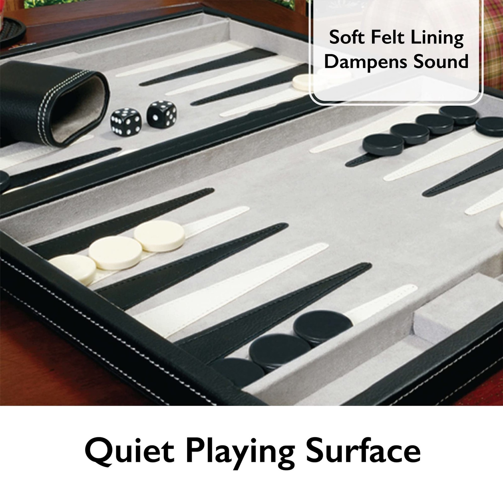 Mainstreet Classics 15 Inch Backgammon Set Travel Leatherette Case with Dice Kit