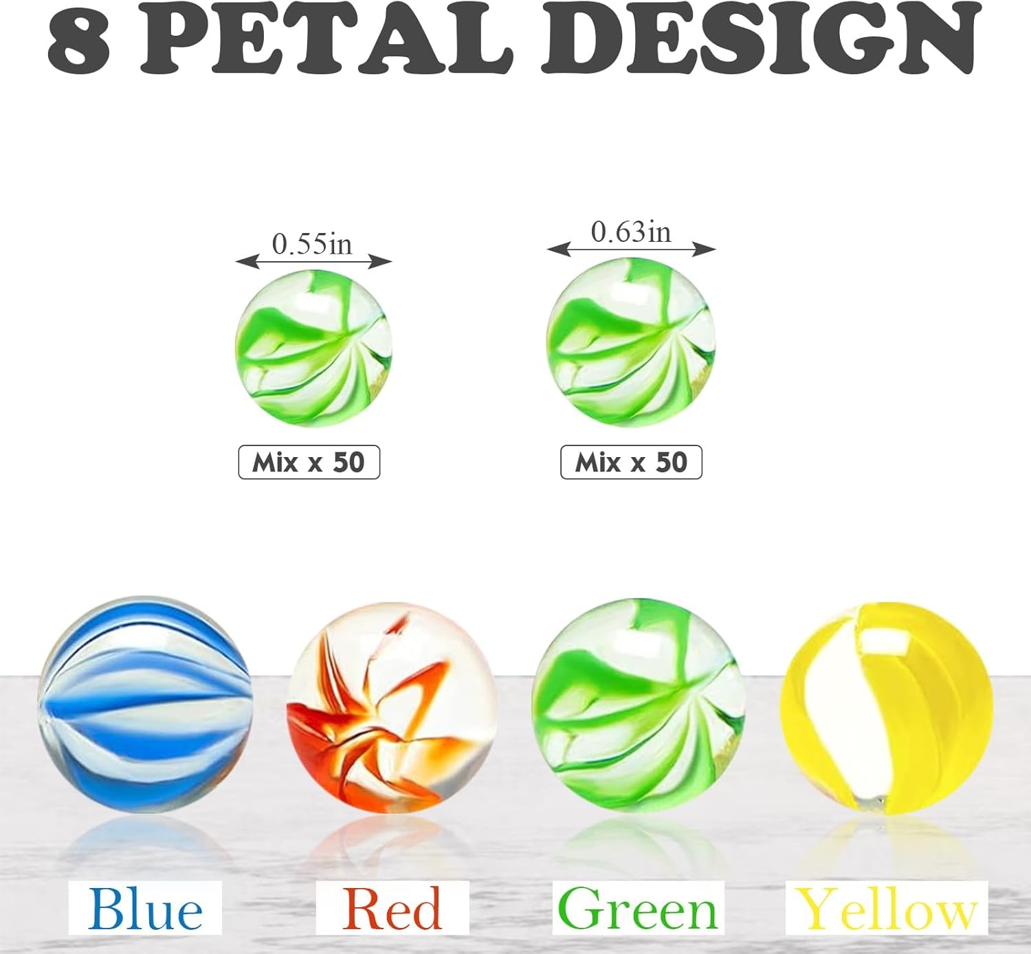 100Pcs Glass Marbles – 4 Color Mix, Sizes 14mm & 16mm for Marble Bounce…