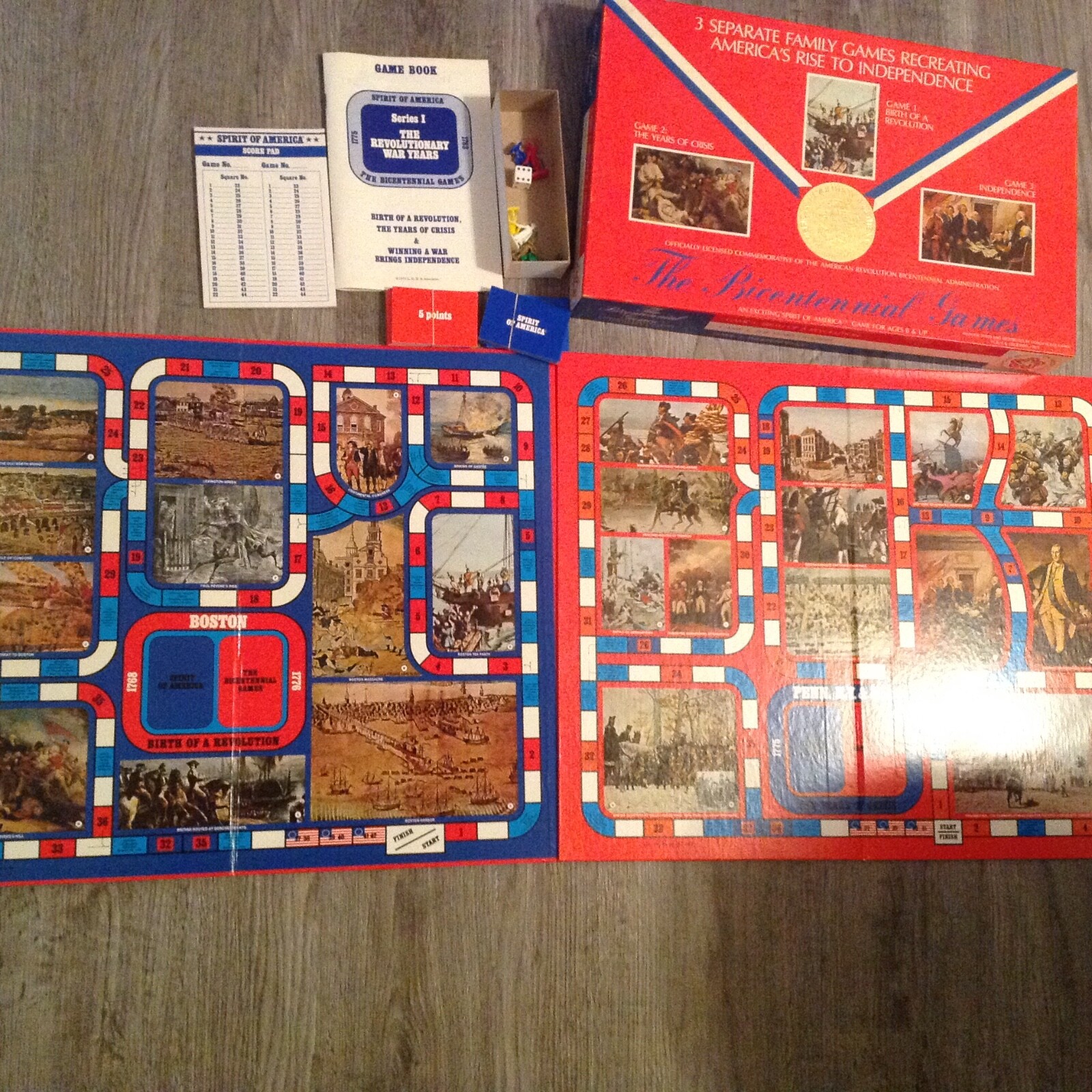 The Bicentennial Games Vintage American 3 Board Games USA (1975)