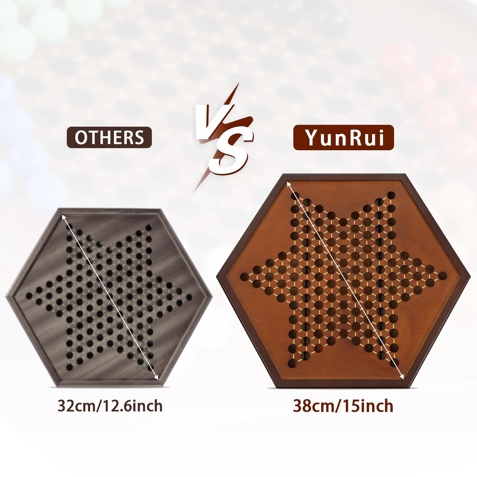 Chinese Checkers 15″ x 13″ Large Wooden Checkers Board Game Includes 16mm 60+…