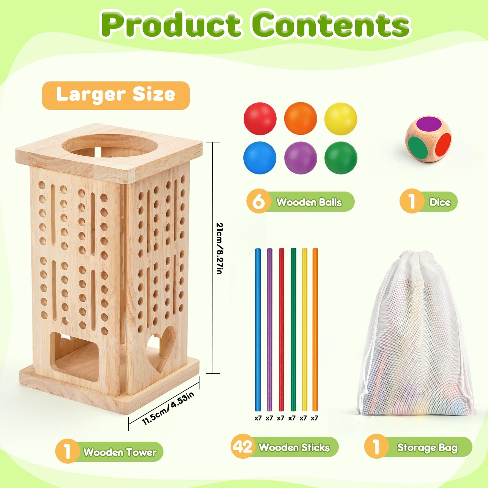 Montessori Wooden Board Games, 42 Colorful Sticks Math Learning Toys for 3 4 …