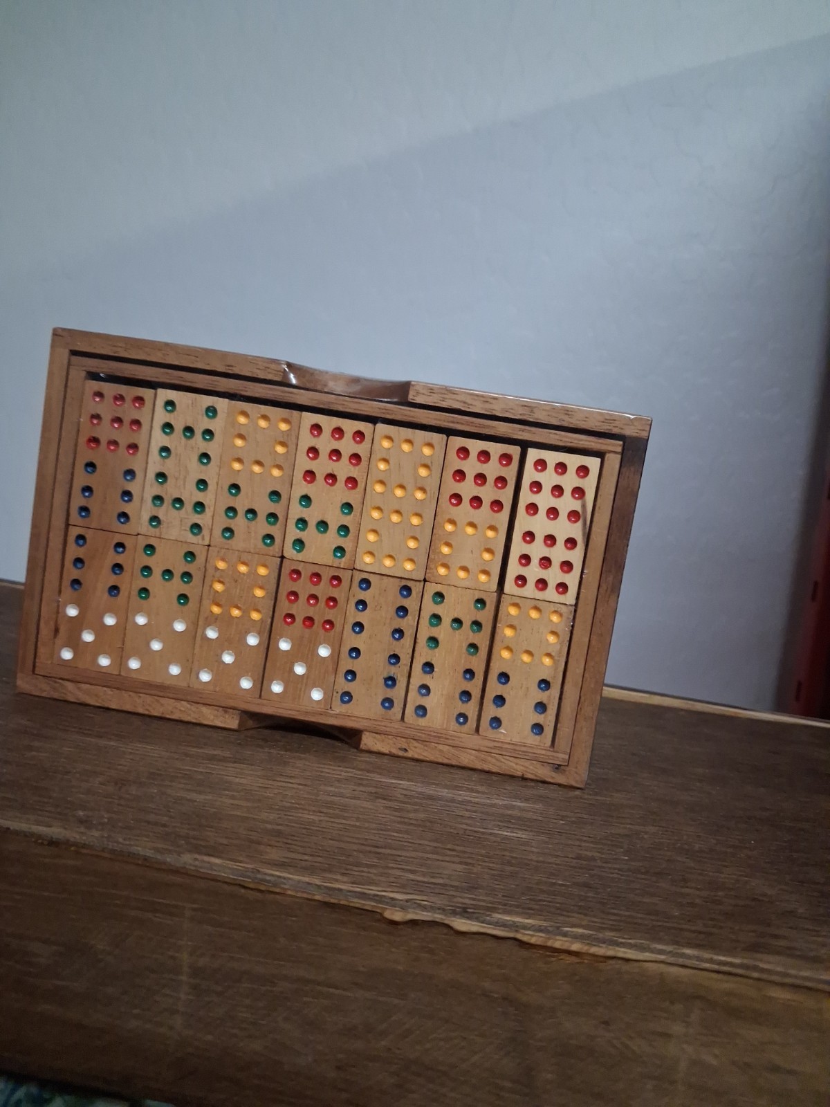 Beautiful Wooden 28 Piece Dominoes Set From Thailand in nice Wooden Box